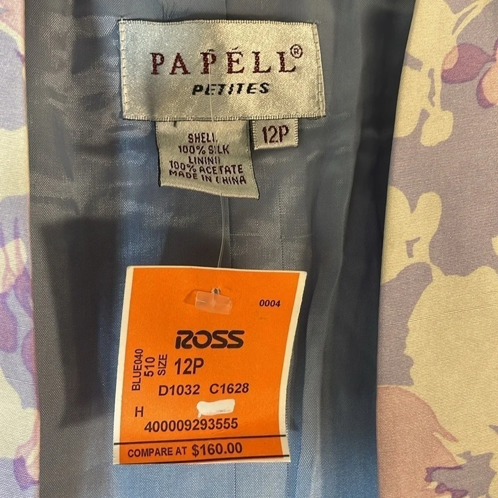 Papell Silk Floral Open Front Jacket. 12P. NWT. - Picture 2 of 9